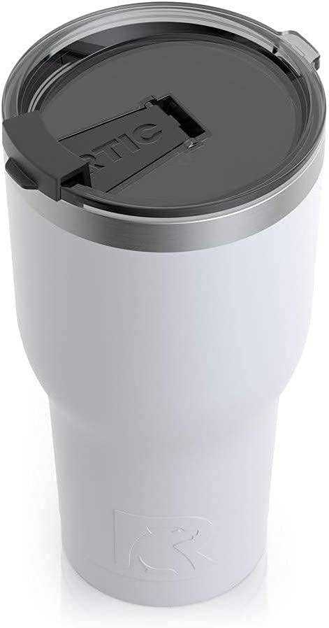 RTIC Tumbler with Splash Proof Lid, 30 oz, White, Insulated Travel Stainless Steel Coffee Mug, Sweat Proof, Keeps Hot & Cold Longer