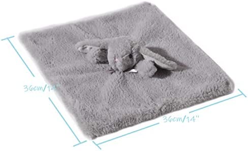 CREVENT Cozy Plush Baby Security Blanket Loveys for Baby Boys and Girls, Minky Dot Front + Sherpa Backing with Animal Face (Grey Bunny)