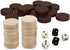 ASNEY Wooden Backgammon Pieces, Solid Wood Checker Pieces Set Board Game Table Chips and 5 Dices, Includes Storage Bag (1.34")