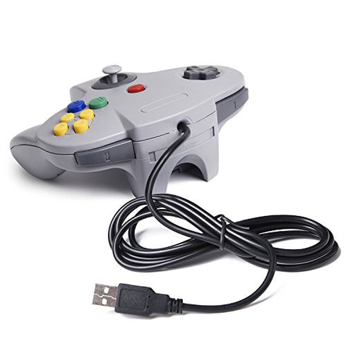 Classic N64 Controller, SAFFUN N64 Wired USB PC Game pad Joystick, N64 Bit USB Wired Game Stick Joy pad Controller for Windows PC MAC Linux Raspberry Pi 3 Sega Genesis Higan (Grey)