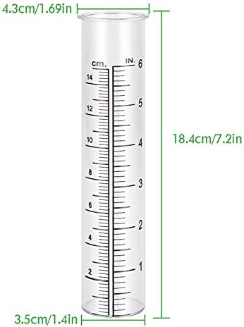 Litake 6" Capacity Plastic Rain Gauge Replacement Tube for Yard Garden Outdoor, Overall Size 7.2in x 1.4in and Weather-Resistant