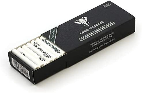 White Elephant 45 Filters x 6mm Active Charcoal Pipe Filter from Germany