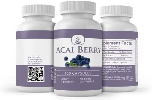Pure Organic Ingredients Acai Berry (100 Capsules) Naturally Sourced, Energy, Antioxidants*