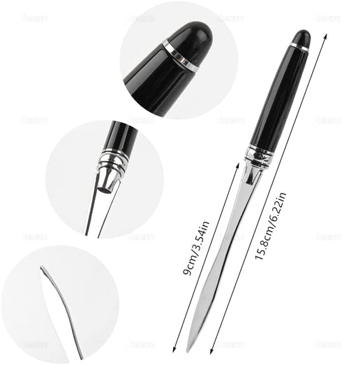 AUEAR, Metal Letter Opener Envelope Slitter Paper Knife for Women Men Home Office (Black)