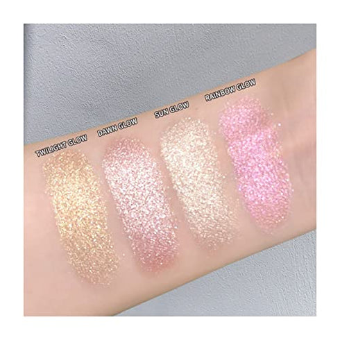ELLESY Highlighter Makeup Palette Long Lasting Face Highlighter Powder Shimmer Highlight Palette Suit All Skin Tones-RAINBOW GLOW