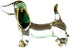 Sansukjai Dachshund Miniature Figurines Dog Animals Hand Blown Glass Art Gold Trim Collectible Gift Decorate (Clear Gold)