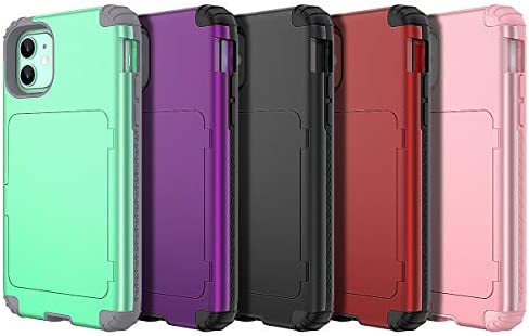 iPhone 11 Wallet Case - WeLoveCase Defender Wallet Credit Card Holder Cover with Hidden Mirror Three Layer Shockproof Heavy Duty Protection All-Round Armor Protective Case for iPhone 11 Black