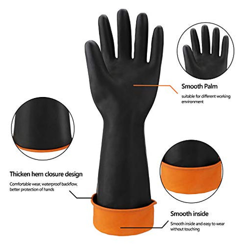 Chemical Resistant Rubber Gloves, ENPOINT Waterproof Heavy Duty Industrial Natural Latex Safety Work Glove Reusable Forearm Protection, Chemical/Mechanical/Oil/Acid/Alkali Resistant, 1 Pair XXL