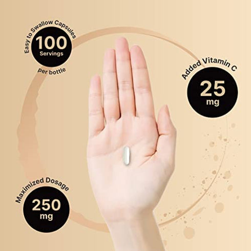 2 Pack NatureBell Hyaluronic Acid Supplement, 250mg Hyaluronic Acid with 25mg Vitamin C Per Serving, 200 Capsules, 2 in 1 Formula, Supports Skin Hydration, Joints Lubrication and Antioxidant, No GMOs