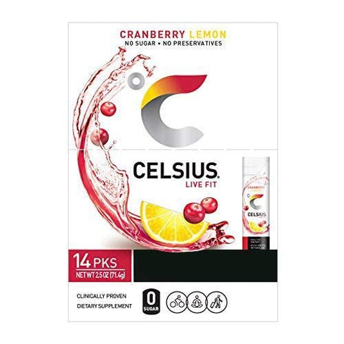 CELSIUS On-the-Go Powder Stick Packs, Cranberry Lemon, 2.5 Ounce (Pack of 14)