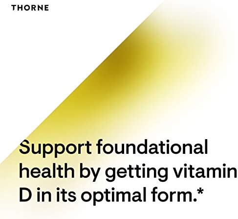 Thorne Vitamin D-1000 - Vitamin D3 Supplement - 1,000 IU - Support Healthy Bones, Teeth, Muscles, Cardiovascular, and Immune Function - Gluten-Free,Dairy-Free, Soy-Free - 90 Capsules