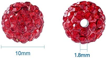Beadthoven 100pcs 10mm Mixed Color Glass Rhinestone Clay Pave Round Beads, Disco Rhinestone Crystal Shamballa Beads for Jewelry Making (0Round-100pcs#Multi Color)