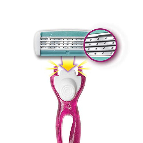 BIC Soleil Click 5 Women's Disposable Razor, Five Blade, 1 Handle and 10 Cartridges, For a Smooth and Close Shave