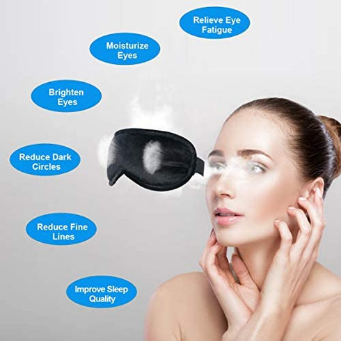 Heated Eye Mask Moist Heat Eye Compress(2-Packs) Microwave Heated Eye Mask with Flaxseed Cassia Seed for Dry Eyes,SPA Warm Eye Mask, Relief Eye Fatigue Hot Sleeping Mask(Black&Grey)