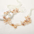 SWEETV Rose Gold Wedding Headband for Bride, Floral Bridal Headband Rhinestone Headpiece Wedding Hair Accessories
