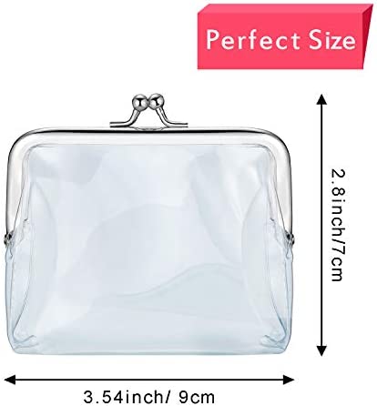 Weewooday 3 Pieces Clear Coin Purse Transparent Change Purse for Women, PVC Kiss-Lock Clear Coin Wallet for Carrying Your Change