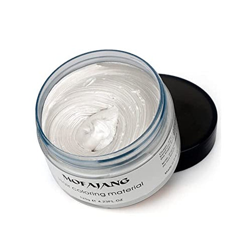 Temporary Hair Color Wax, White Hair Dye Natural Instant Hairstyle Cream or Hairstyle Wax for Women & Men Party, Cosplay, Date (White)