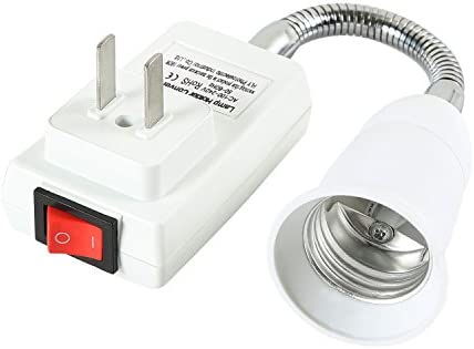 Electop E27 Socket Adapter with On/Off Switch to US Plug,Flexible Extension Lamp Bulb Holder Converter