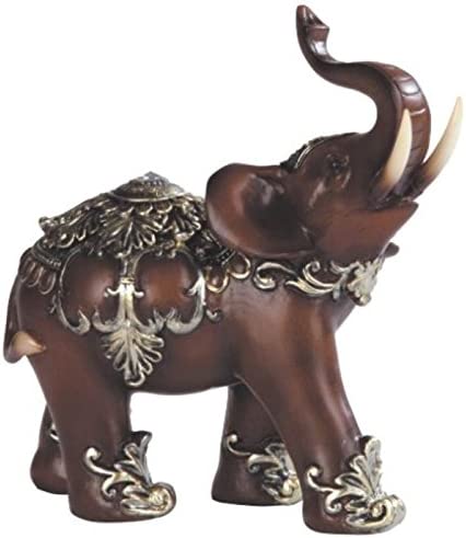 George S. Chen Imports Thai Elephant Wood Like Design Figurine, 6"