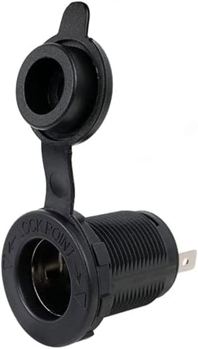 Female 12 Volt Cigarette Lighter Socket Car Automotive Marine ATV Truck RV Boats Lighter Socket Power Outlet Socket Receptacle, DAMAVO YM1084 12V/24V DC Flush Mount with Waterproof Plug (1 PC)
