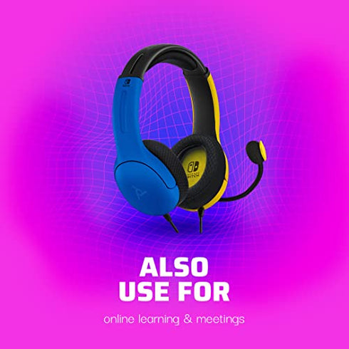 PDP Gaming LVL40 Stereo Headset with Mic for Nintendo Switch - PC, iPad, Mac, Laptop Compatible - Noise Cancelling Microphone, Lightweight, Soft Comfort On Ear Headphones, 3.5mm jack - Yellow & Blue