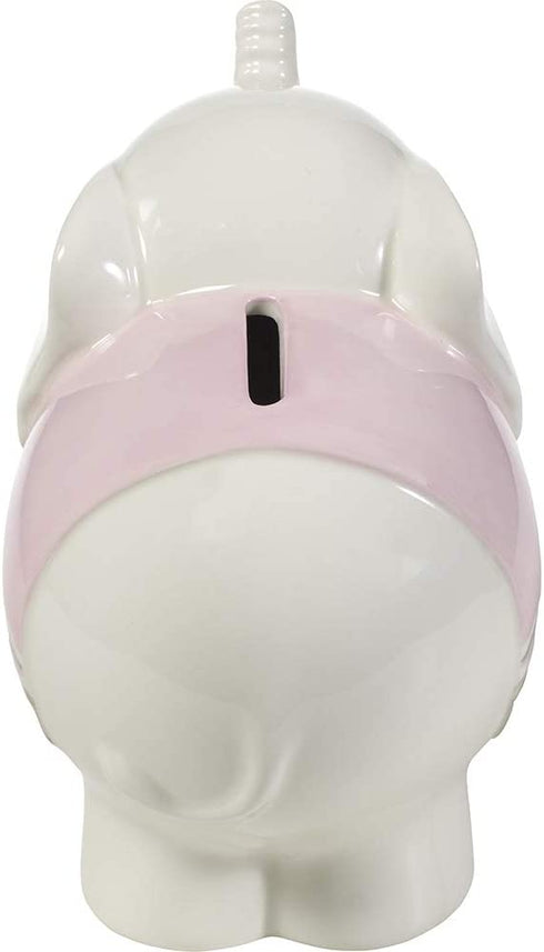 Precious Moments Baby Ceramic Figurine Elephant Money Bank, One Size, Pink