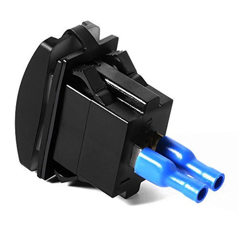 Switchtec 4.2 AMPS-Fast Dual USB Charger Rocker Switch Style Blue LED Back-lit for Boats, Side by Side, Off Road Vehicles, Recreational Vehicle