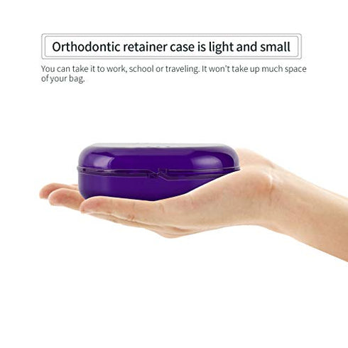 Dental Mouth Guard case Orthodontic Retainer Cases Container with Vent Holes, Denture Holder Clear Aligner Box for Household|Office|Travel - Dark Purple
