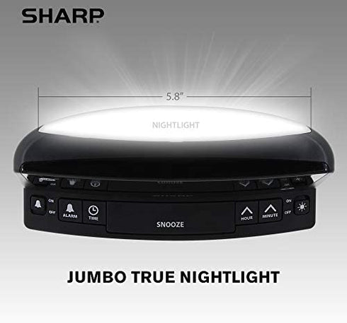 SHARP LED Digital Alarm Clock – Simple Operation - Easy to See Large Numbers, Built in Night Light, Loud Beep Alarm with Snooze, Bright Big Blue Digit Display