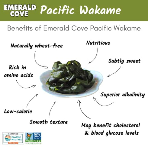 Emerald Cove Ready-to-Use Pacific Wakame, Premium Dried Seaweed, Non-GMO, Gluten Free, 1.76 oz (1 pk)