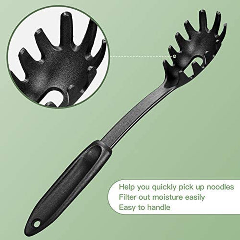 2 Pcs Spaghetti Tongs Silicone Pasta Server Tool Set, Small Size 12-Inch Spaghetti Spoon and 7.1-Inch Stainless Steel Handle Spaghetti Tong Food Clip for Spaghetti Noodle, Easy to Operate