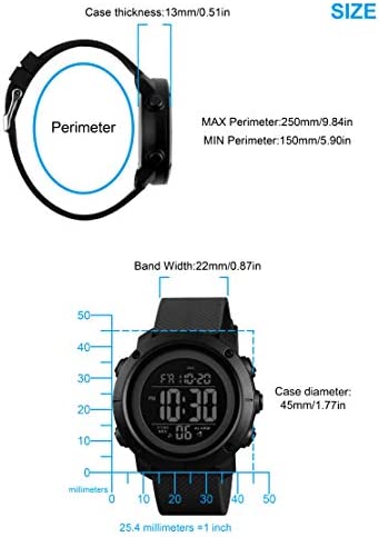 Big Boys Watch Digital Sports Waterproof Military Back Light Teenager Watch (Black) 1426