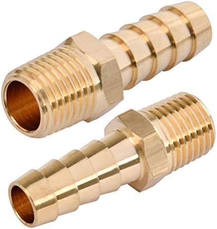 QLOUNI 12Pcs Brass Pipe Fitting, 3/8" Barb x 1/4" NPT Male Pipe, Hose Barb Adapter, Brass Pipe Fittings Male Threaded End