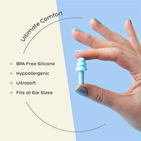ANBOW Ear Plugs for Sleeping Noise Cancelling. Reusable Silicone Earplugs. Custom Fit - Noise Reduction for Sleeping, Concerts, Work & Swimming. Adjustable to Ear Size. 3 Pairs + Travel Pouch