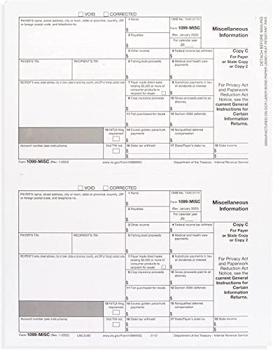 Complete 1099 misc Forms for 2022 and 1096 Tax Form and self Seal envelopes, All 1099 Government Approved 2022 kit for 10 vendors
