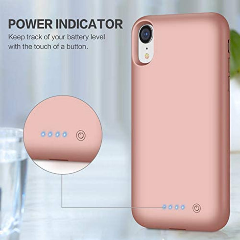 Battery Case for iPhone XR, Pxwaxpy 6800mAh Portable Protective Charging Case for iPhone XR Extended Rechargeable Charger Case Battery Pack Compatible with Apple XR Power Bank Cover(6.1 inch) (Gold)