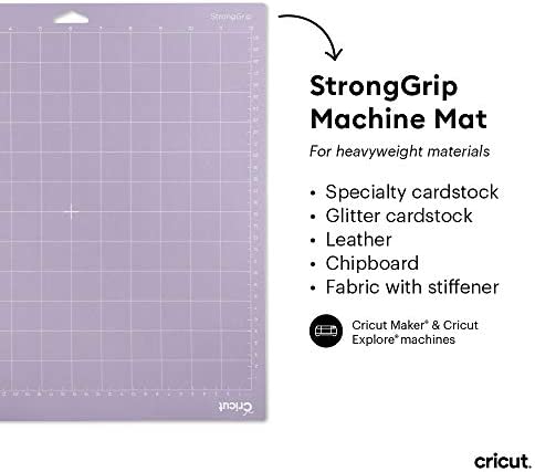 StrongGrip Cricut Cutting Mat 12in x 12in, Craft Mat for Cricut Maker & Explore, Use with Heavyweight Materials - Specialty Cardstock, Matboard & More, Reusable, Clear Protective Film (3 Count)