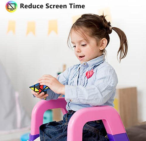 Vdealen Speed Cube Set, Puzzle Cube Bundle 2x2 3x3 Pyramid Dodecahedron Skewb Magic Cube Set, Smooth Sticker Cubes Games Toy Gifts for All Age Kids- 5 Pack