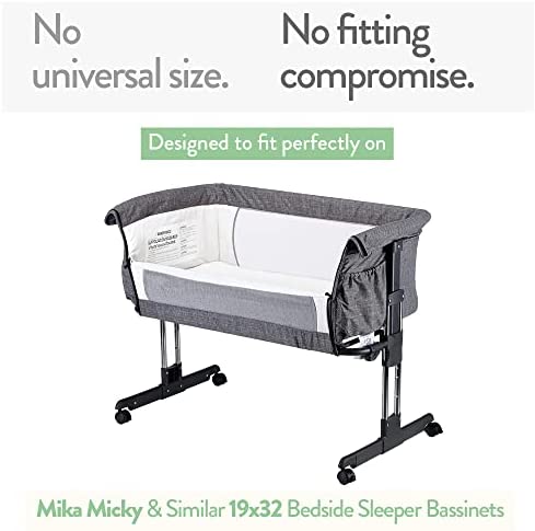 Bassinet Fitted Sheet Compatible with Mika Micky Bedside Sleeper – Snuggly Soft Jersey Cotton – Fits Perfectly on 19 x 32 Inch Bed Side Sleeper Mattress Pad – Dark Grey