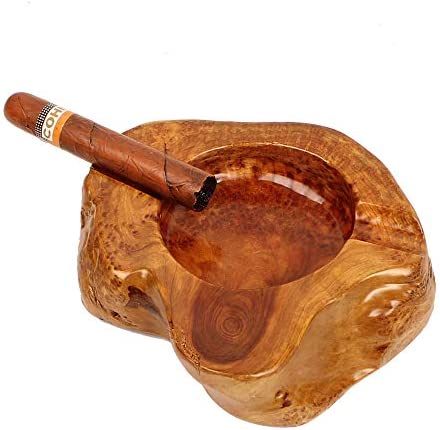 Cigar Ashtrays for Outdoor Patio - Wood Cigar Ashtray for Men and Women, Wooden Ash Tray - Cool Décor and Cigar Accessories for Bourbon Lovers, Smokers(2 Slots)