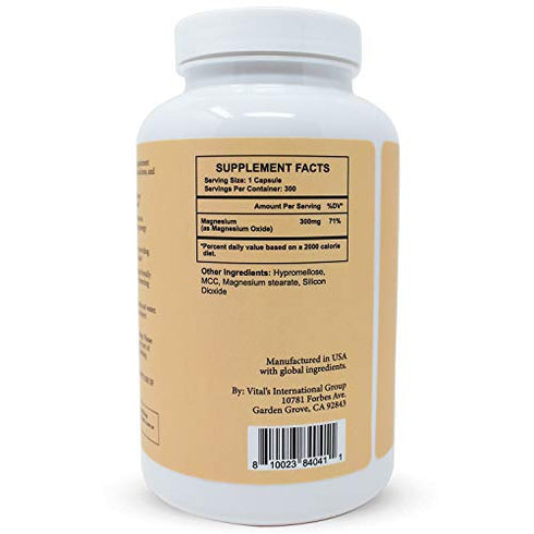 MOUNTAIN TOP Magnesium 300mg Capsules (300 Count) - Magnesium Oxide Mineral Supplement for Nutrition Support