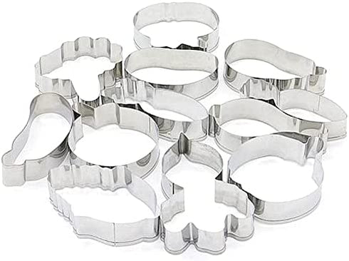 Vegetable Shaped Cookie Cutters of 12 pcs, Stainless Steel Fondant Cutters Set Pastry Biscuit Cake Baking Clay DIY Molds