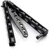 Anlado Balisong Butterfly Knife Trainer Practice with O-ring Latch - Enhanced Version - Black Metal Steel - no Offensive Blade - for Beginner, Children, Butterfly Knives Lover and more