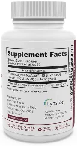 Pure Therapro Rx Saccharomyces 10B - Saccharomyces Boulardii, 10 Billion CFU Per Serving, Patented Strain CNCM I-3799, Probiotic Capsules, Probiotics for Men and Women - 120 Count (Pack of 1)