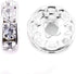 Allb 100Pcs Rondelle Spacer Beads 4mm Silver Plated Czech Crystal Rhinestone for Jewelry Making Loose Beads for Bracelets