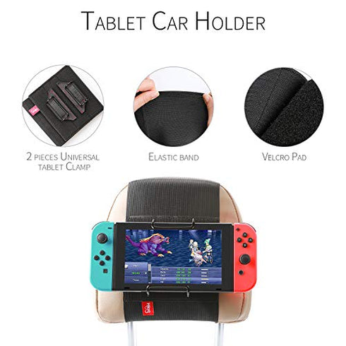 Hikig Car Headrest Mount Holder for Nintendo Switch Game Machine, Smart Phone and Other Tablets / Also fit for Planes Tray Table