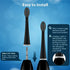 Replacement Flossing Toothbrush Heads - Compact Floss Brush Head with Crystal Cap- 3 Count - Black