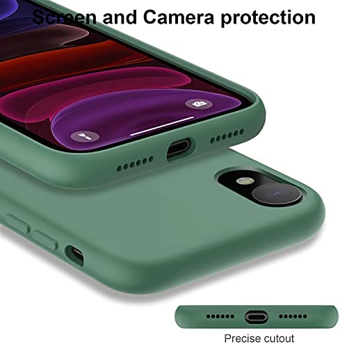 DEENAKIN iPhone Xr Case with Screen Protector,Soft Flexible Silicone Gel Rubber Bumper Cover,Slim Fit Shockproof Protective Phone Case for iPhone Xr Dark Green