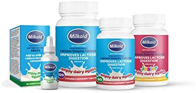 Milkaid Lactase Enzyme Drops for Lactose Intolerance Relief | Prevents Gas, Bloating & Diarrhea | Fast Acting Dairy Digestive Supplement | Gluten Free & Vegetarian | No Artificial Flavor | 0.5 Fl Oz