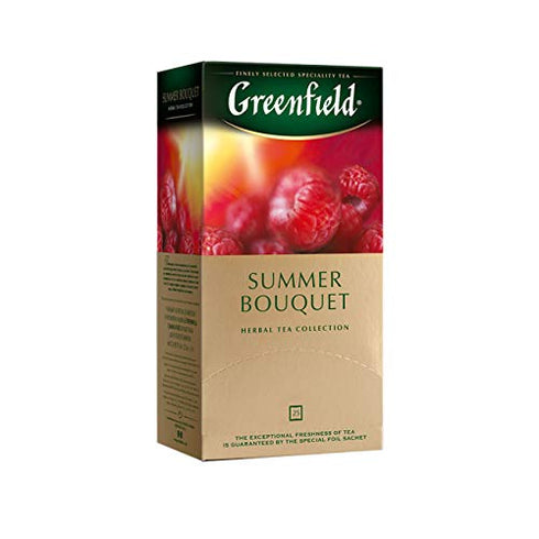 Greenfield Summer Bouquet Herbal Tea Fruit & Herbal Collection 25 Teabags The Execptional Freshness Of Tea Is Guranteed By The Special Foil Sachet